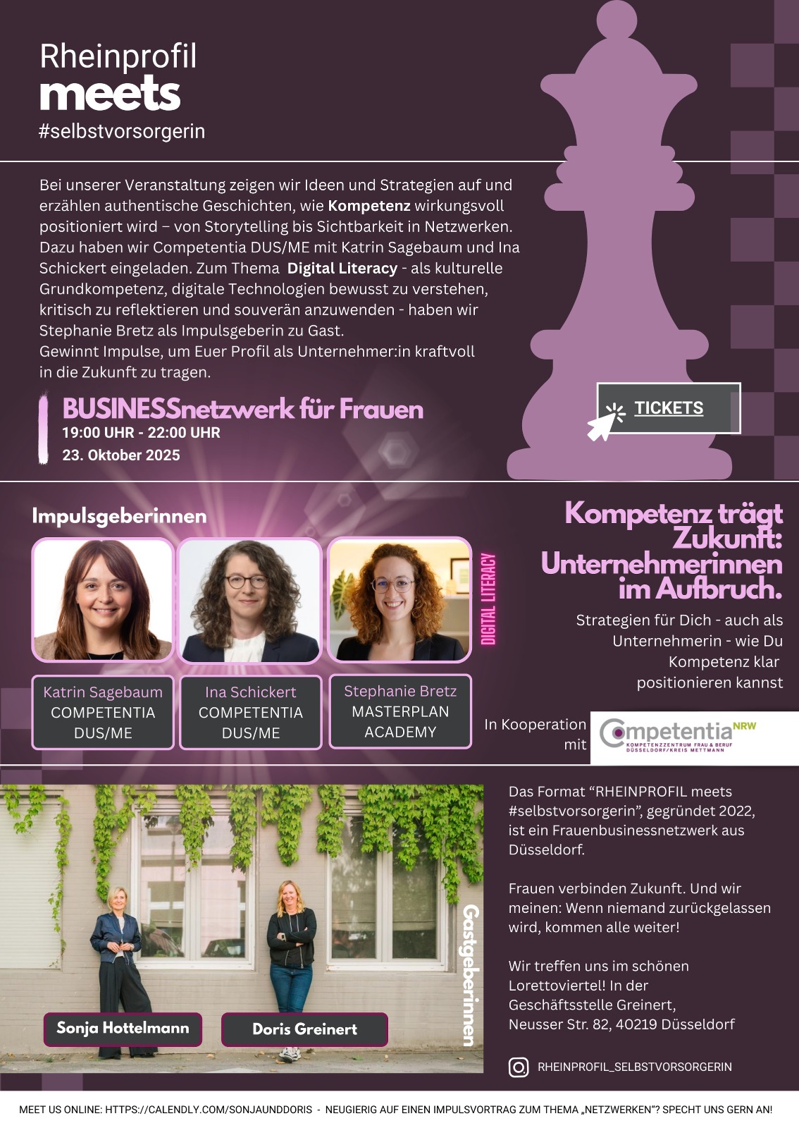 Netzwerk für Unternehmerinnen Rheinprofil Event: Netzwerkabend für Frauen mit Impulsen zu KI, Leadership und Female Finance bei der Stadtsparkasse Düsseldorf – mit Sonja Hottelmann & Doris Greinert