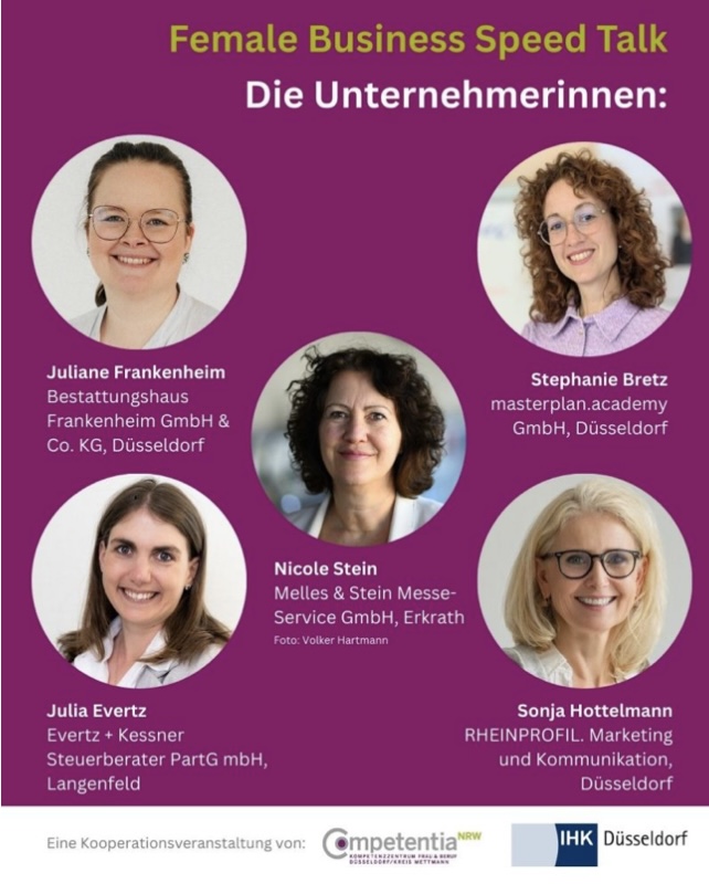 Impulsgeberin und Gesprächspartnerin Sonja Hottelmann beim Female Business Speed Date vom Competencia DUS / ME und IHK Düsseldorf